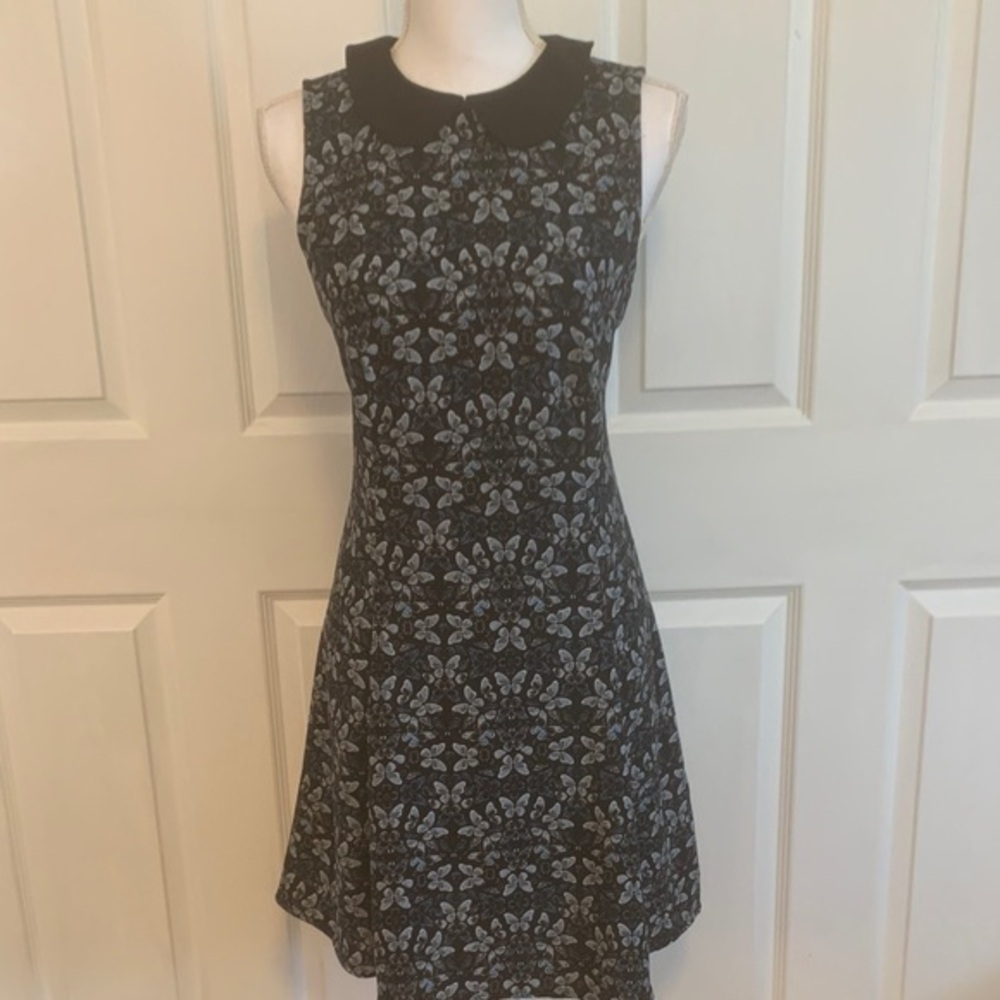 LC Lauren Conrad Black and Gray Floral Dress